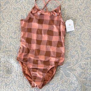 Pink and Brown Checkered Swimsuit